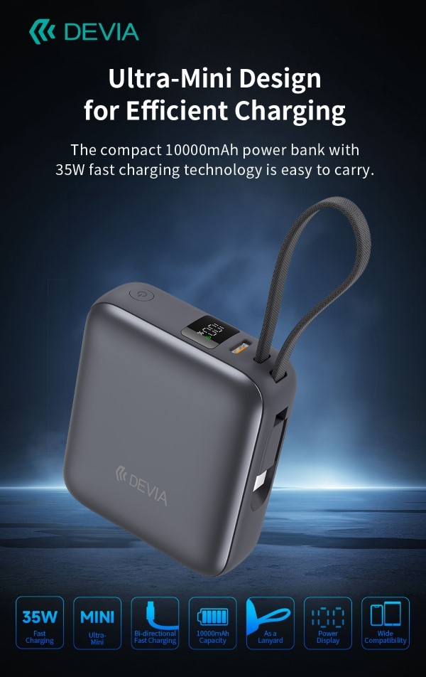 [DEEP206299G] Power Bank Ultra1 carica rapida PD 35W 10.000 mAh con cavo Tipo-C