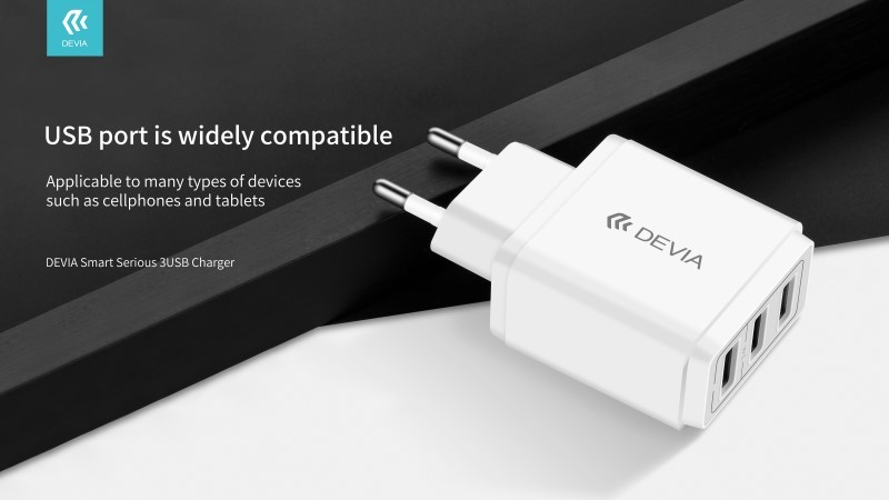 [DECHG3460W] Alimentatore da muro con tre uscite USB 3.4 Amper