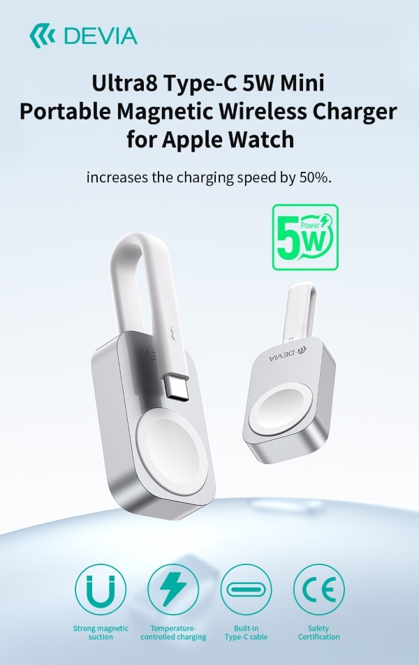 [DECHGW880] Ultra8 Caricatore Wireless Magnetico Portatile Type-C da 5W per Apple Watch
