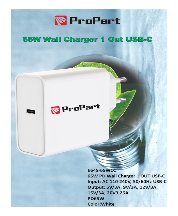 [PP64565W1C] Carica Batterie 65W PD 1 Output USB-C