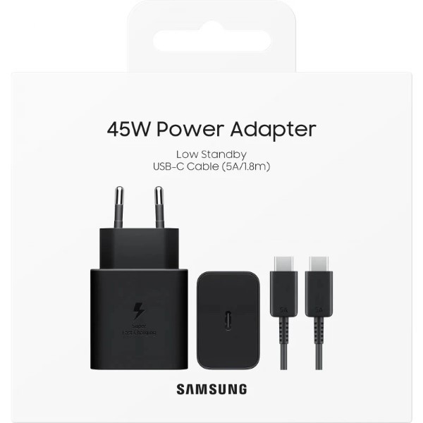 [ORSAT4511XBE] Samsung Caricatore 45W Super Fast con Cavo USB-C EP-T4511XBEGEU