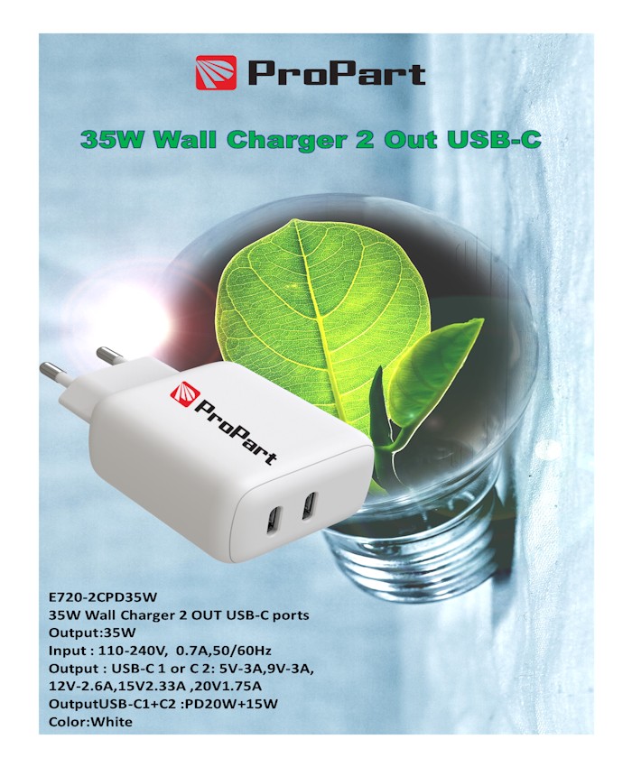 [PP7202CPD35W] Carica Batterie 35W 2 Output USB-C