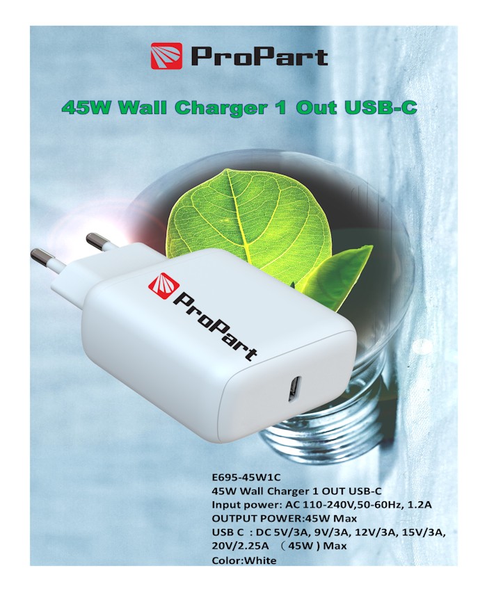 [PP69545W1C] Carica Batterie 45W 1 Output USB-C