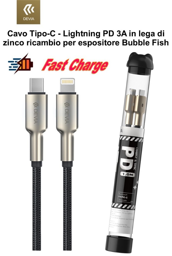 [DEBFZALC096] Cavo Bubble Tipo-C - Lightning lega zinco ricambio Espositor