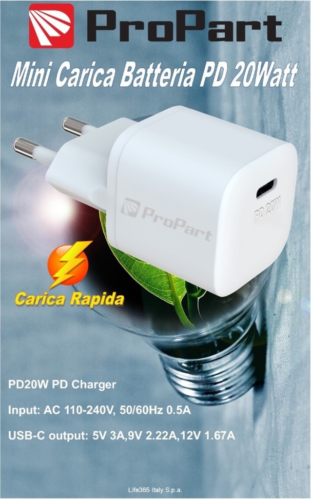 [PP714PD20W] Mini Carica Batteria Rapido PD 20W Uscita Tipo-C