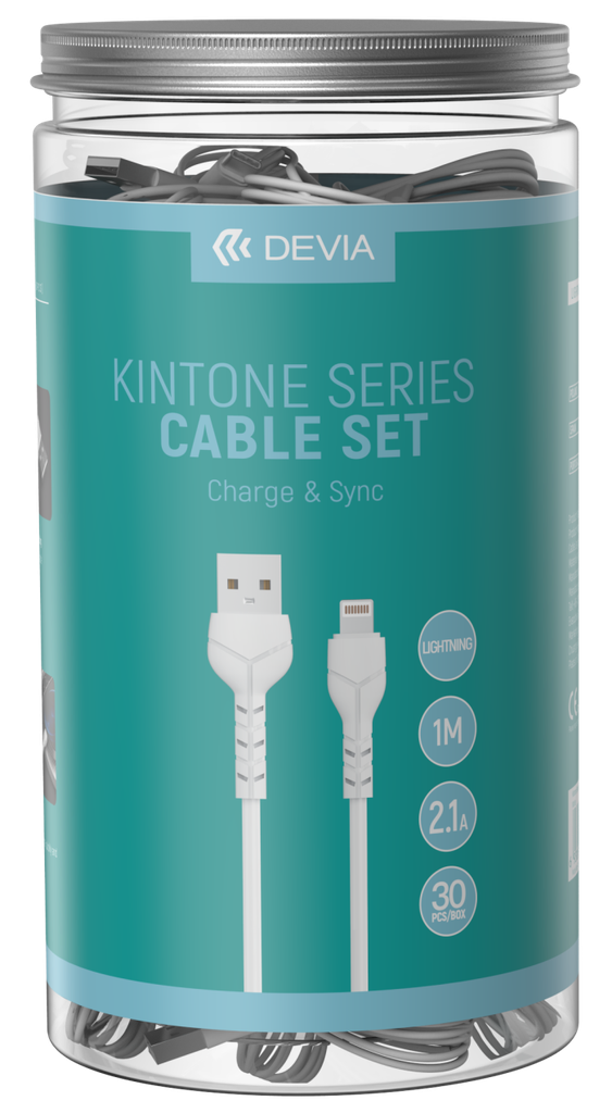 [DECBOXL594] 30 Cavi bulk in Barattolo V2 Lightning Apple 5V 2.1A Bianchi