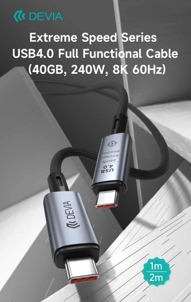 [DECAUS4688B] Cavo tipo-C USB 4 40GB 240W 8K 60HZ Nero 1M