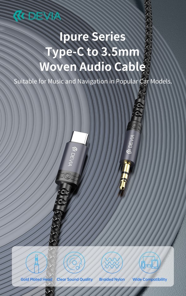 [DEICJACK943] Cavo Audio da Tipo-C a Jack 3.5mm lunghezza 1 mt