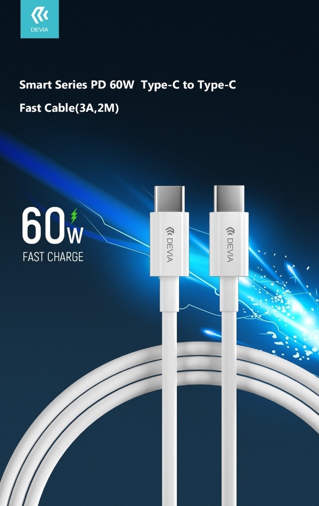 [DEPDCC734W] Cavo in Nylon Carica rapida PD Tipo-C - Tipo-C 3A - 2mt 60W