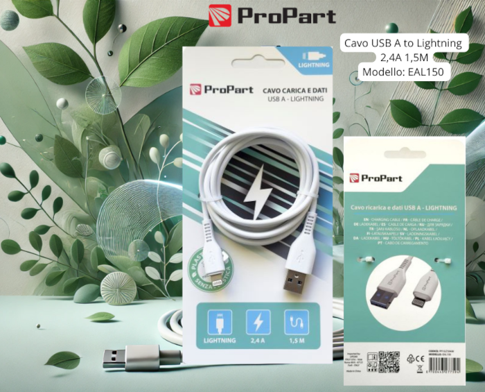 [PP15LT594W] Cavo Lightning Apple 5V 2.4A 1.5mt Carica e dati Bianco