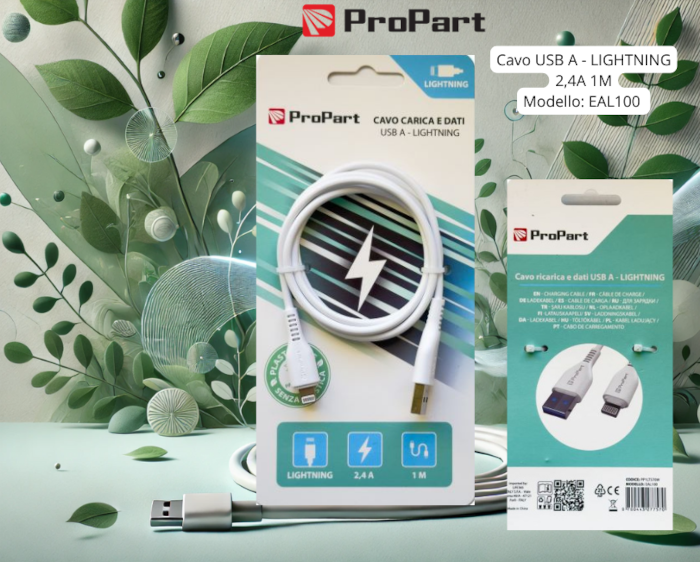[PP1LT570W] Cavo Lightning Apple 5V 2.4A 1mt Carica e dati Bianco