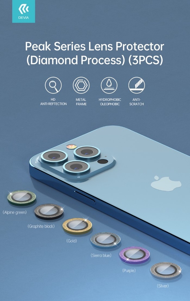 [DEPL14PM820G] Proteggi lenti diamantate iPhone14P&14PM Cornice Verde
