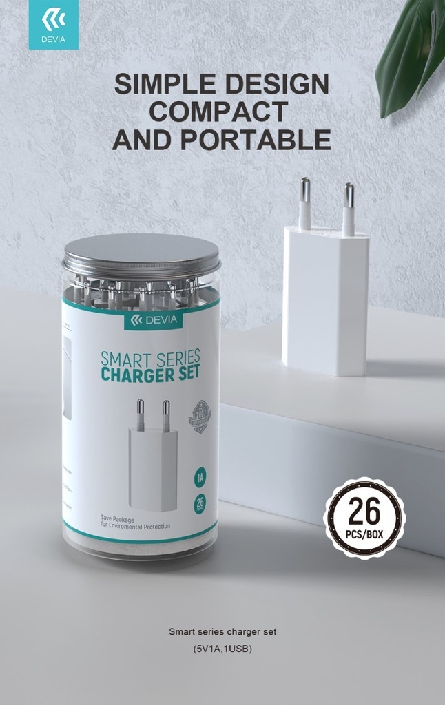 [DESC1A062W] Set da 26 Caricabatterie in barattolo da muro 1A 5V Bianchi