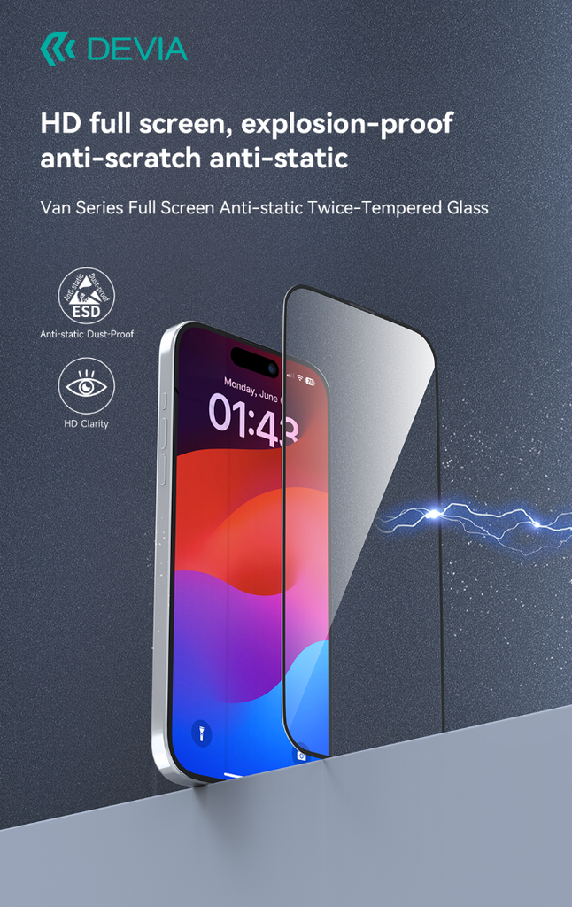 [DETGIP15S910] Pellicola in vetro temperato Full 3D per iPhone 15 Plus