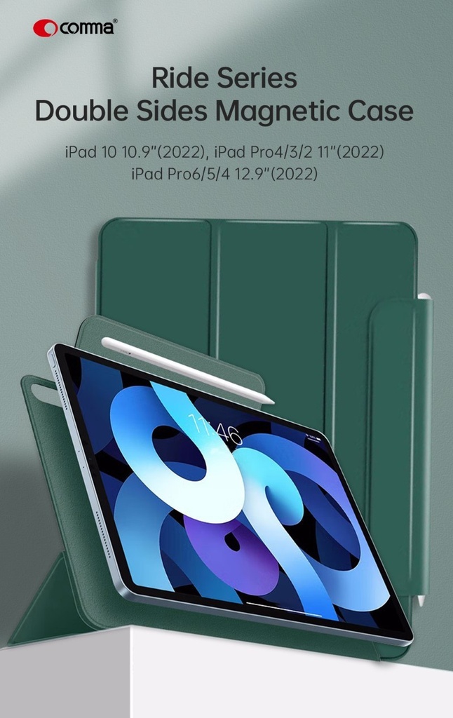 [COIPP122075B] Cover Magnetica per iPad Pro 6^ 2022 rotazione e supp Blu
