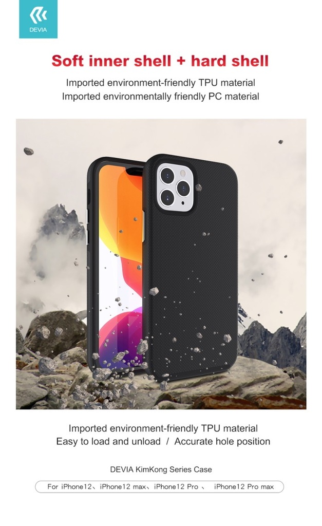 [DEKK12M735B] Cover alta protezione interno morbido per iPhone 12 Mini Ner