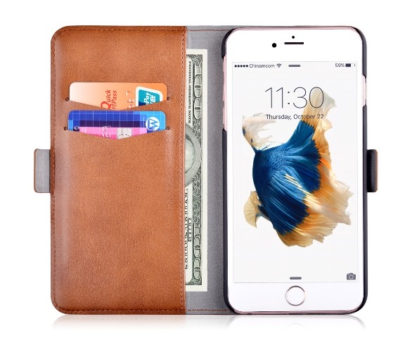 Custodia in Pelle con Portadocumenti per iPhone 6S/6 Marrone