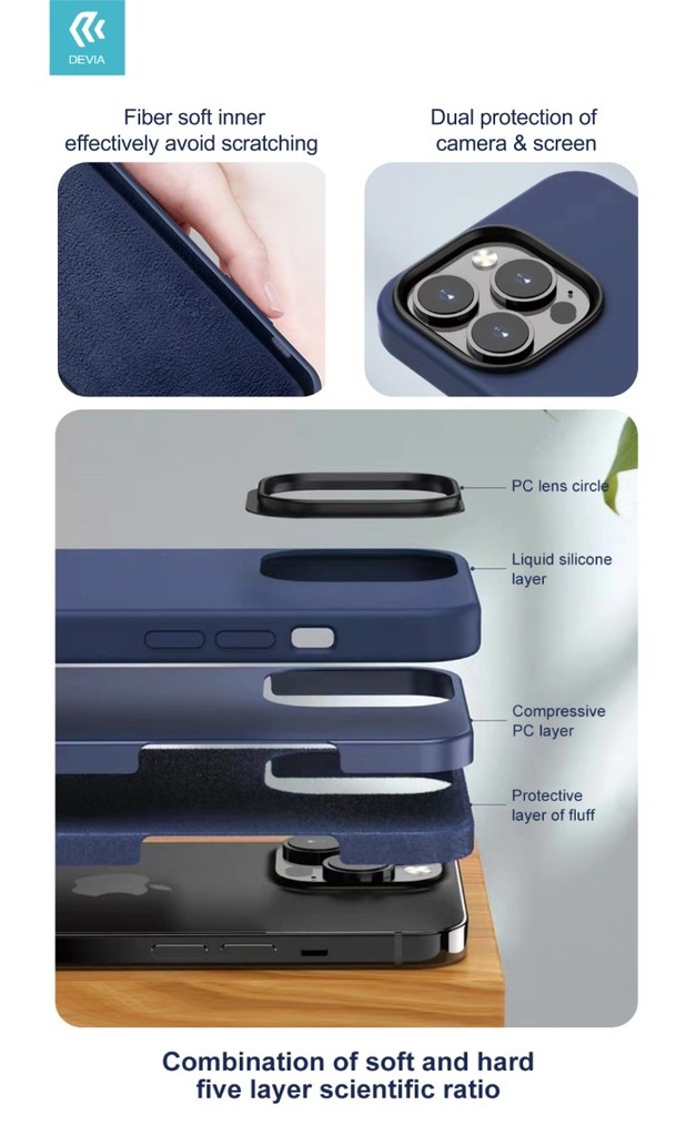 [DENS13P928B] Cover in Silicone e interno in spugna per iPhone 13 Pro Nera
