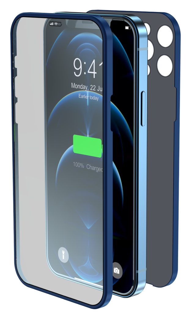 [DETIP12P617A] Cover & Vetro Totale protezione per iPhone 12 Pro Blu