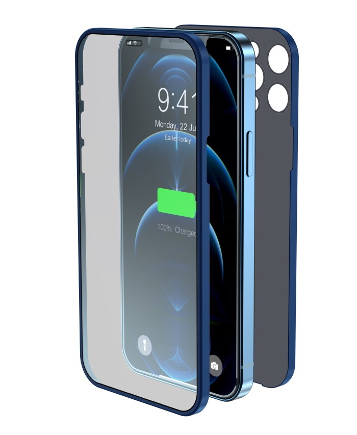 [DETIP12PM655B] Cover & Vetro Totale protezione per iPhone 12 Pro Max Blu
