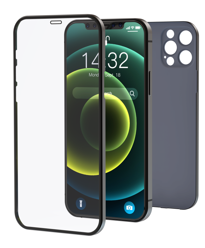 [DETIP12P600B] Cover & Vetro Totale protezione per iPhone 12 Pro Nera