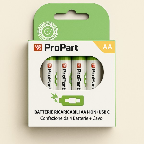 [PPAA2200C] Batterie AA Ricaricabili USB‑C 1.5V 2220mWh - Confezione da 4