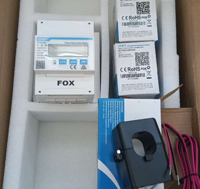 FoxESS METER 3FASE: SDM120CT 100mA+(ESCT-TA16 100A 100mA) + CT NCTK-24 200A/5A