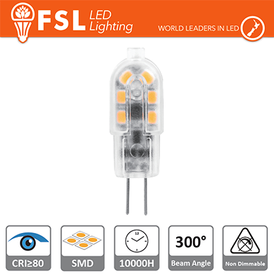 [FLG4-15W3K] G4 - 1.5W 3000K 120LM >300º 39x12x10mm CRI80 DC-12V