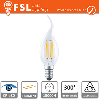 [FLBT35F4W40K14] Lampada Filamento Colpo di Vento - 4W 4000K E14