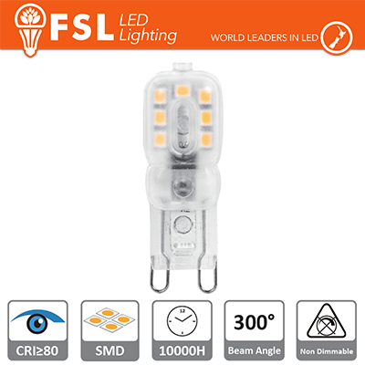 [FLG9-22W4K] G9 - 2.2W 4000K 235LM >300º 48x16x12mm CRI80 AC-230V