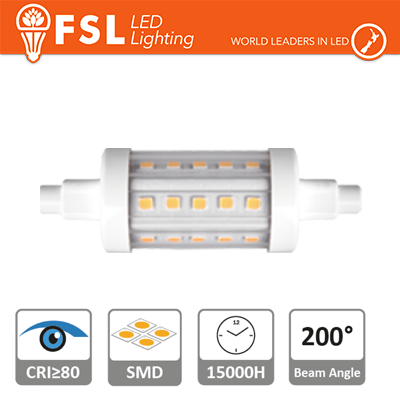[FLR7S-5W27K] R7s - 5,5W 2700K 600LM >200º 25*78mm CRI80
