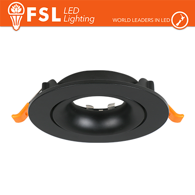 Portafaretto Downlight Circolare Orientabile GU10/MR16 Foro Ø90 mm Nero