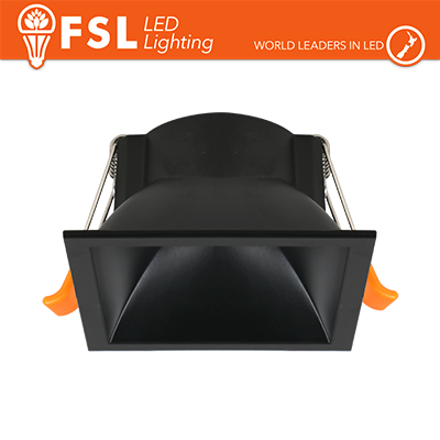 Portafaretto Downlight Quadrato Fisso GU10/MR16 Foro 75 × 75 mm Nero