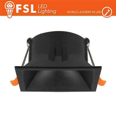 Portafaretto Downlight Quadrato Orientabile GU10/MR16 Foro 80 × 80 mm Nero