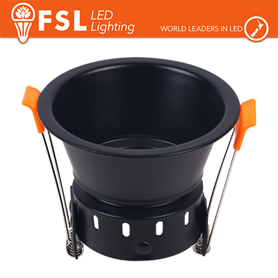 Portafaretto Downlight Circolare Fisso con Corpo Ventilato GU10/MR16 Foro Ø75 mm Nero