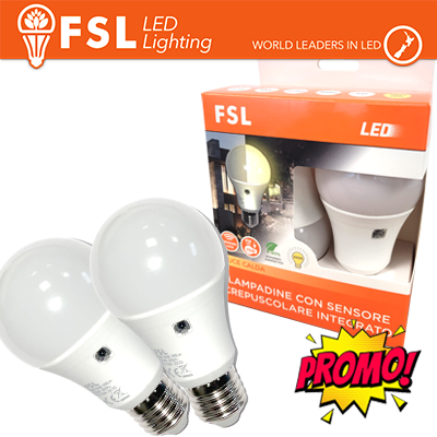 [FL2A60S9W40K27] Lampada LED con Doppio Sensore Crepuscolare 9W 4000K - Confezione 2PACK