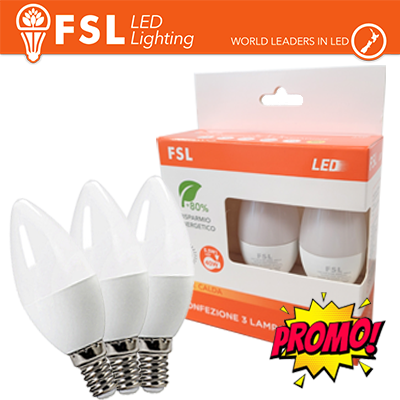 [FL3C376W30K14] Lampada Oliva E14: Confezione PROMO 3PACK - 6W 3000K