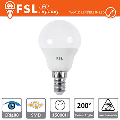 [FLG45B6W65K14] Lampada Sfera - 5,5W 6500K E14