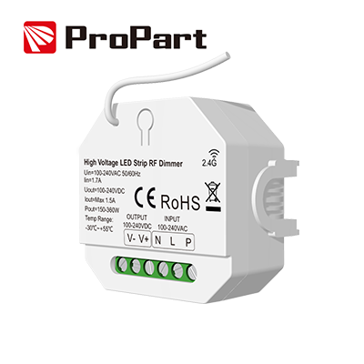 Dimmer RF LED 1 Canale - 1.5A, 100-240V per Strisce LED ad Alta Tensione