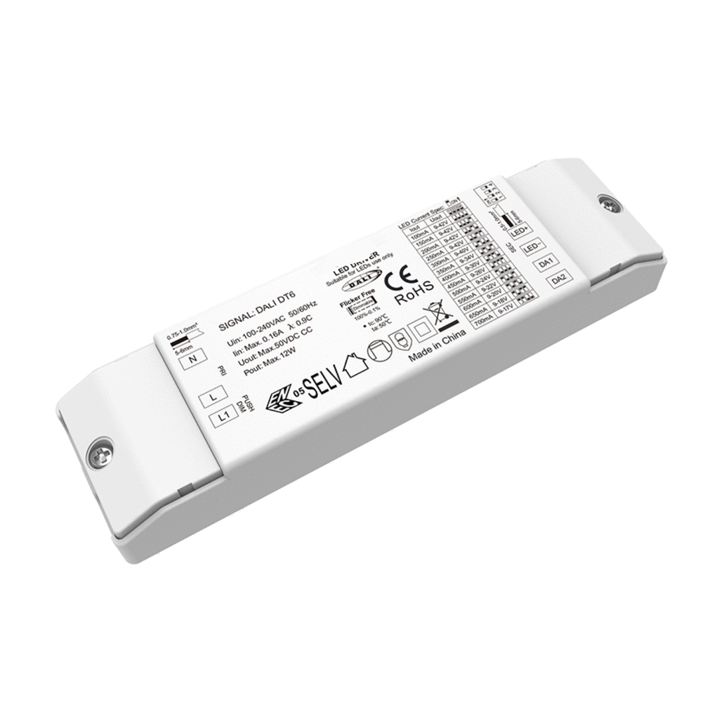 Driver LED Corrente Costante DALI/PUSH 12W – Multicorrente 100–700mA