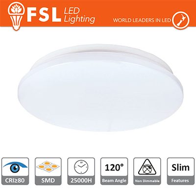 [FLLC172-18W3K] Plafoniera LED 18W 3000K 120° 33x5,5cm CRI80