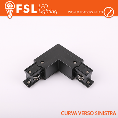 [FLT4-BLL] FSL Connettore Forma L sinistra per Binario Trifase - Colore NERO