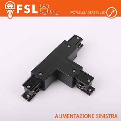 [FLT4-BTL] FSL Connettore Forma T sinistra per Binario Trifase - Colore NERO