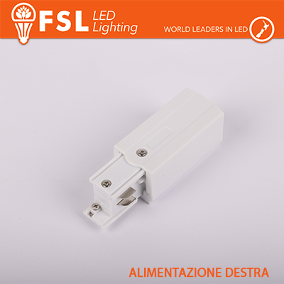 [FLT4-WPR] FSL Testata di alimentazione DESTRA per binario trifase - colore BIANCO