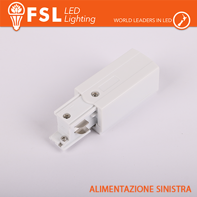 FSL Testata di alimentazione SINISTRA per binario trifase - colore BIANCO