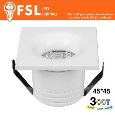 [FLM39SIP20-4W] ORION - Punto luce LED Ottica arretrata QUADRATO - 4W 3CCT 45*45*36mm -Eaglerise