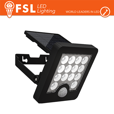 FSL Faretto solare LED parete con sensore PIR 40W‑6500K IP65