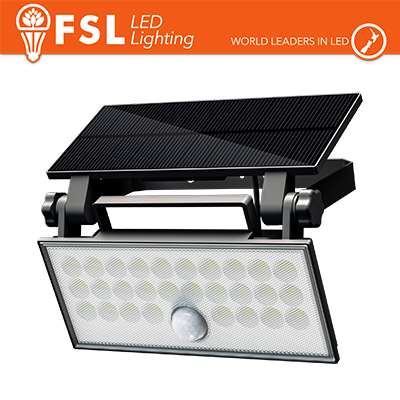 [FLFSW304B] Faro da esterno solare con sensore di movimento 60W (6 led) - Nero
