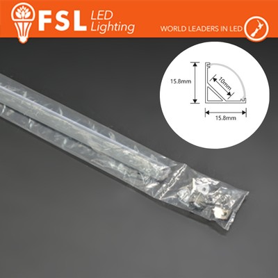 [FLPAK-2MAW-V2] KIT PROFILO ALLUMINIO 6063 - ANGOLARE- SILVER Certificato 36w/m 2m -10*15,8*15,8