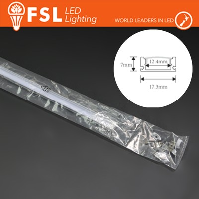 [FLPUK-2MAW-V2] FSL Kit profilo alluminio a U 6063 2m Argento con cover opale, nuova versione rinforzata per striscia montaggio a vista e incasso